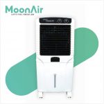 MoonAir Plastic Platinum 100 L Desert Air Cooler For Home, 5 Fin Power Flow Blade With Auto Swing, 4-Way Air Deflection and Powerful Air Throw With High-Density Honeycomb pad, Air Cooler, Desert Air Cooler, Air Cooler For Home; Black & White; Commercial cooler