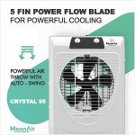 MoonAir Plastic Crystal 95 L Desert Air Cooler For Home, 5 Fin Power Flow Blade With Auto Swing, 4-Way Air Deflection and Powerful Air Throw With High-Density Honeycomb pads, Air Cooler, Desert Air Cooler, Air Cooler For Home; White