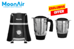 Moonair 500W Stainless Steel Black Mixer Grinder with 2 Jars