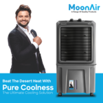 MoonAir Plastic Diamond 70 L Desert Air Cooler For Home, 5 Fin Power Flow Blade With Auto Swing, 4-Way Air Deflection and Powerful Air Throw With High-Density Honeycomb pads, Air Cooler, Desert Air Cooler, Air Cooler For Home; Black & White