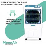Moonair Plastic Classic 85 L Desert Air Cooler For Home 5 Fin Power Flow Blade With Auto Swing 4 Way Air Deflection And Powerful Air Throw With High Density Honeycomb Pads Air Cooler Desert-Air-Co