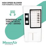 MoonAir Plastic Nano 15 L Personal Air Cooler For Home, 5 Fin Power Flow Blade With Auto Swing, 4-Way Air Deflection and Powerful Air Throw With High-Density Honeycomb pads, Air Cooler, Personal Air Cooler, Mini Cooler, Small Cooler, Portable Cooler; Black & White