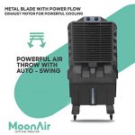 MoonAir Plastic Cyclone 100 L Commercial Cooler For Home, Metal Blade Hi-efficiency For Powerful With Auto Swing, 4-Way Air Deflection and Powerful Air Throw With High-Density Honeycomb pads, Air Cooler, Commercial Cooler, Commercial Air Cooler, Commercial Water Cooler; Premium Black