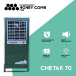 MoonAir GI Sheet (Metal) Chetak 70 L Metal Air Cooler For Home, 5 Fin Climatizer Hi-efficiency Blade With Auto Swing, 4-Way Air Deflection and Powerful Air Throw With High-Density Honeycomb pads, Air Cooler, Metal Air Cooler, Air Cooler For Home; Royal Green