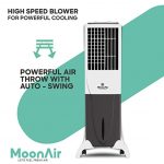 MoonAir Plastic Diva 52 L Personal Ac Cooler For Home, Ac Blower With Auto Swing, 4-Way Air Deflection and Powerful Air Throw With High-Density Honeycomb pads, Air Cooler, Personal Air Cooler, AC Cooler, Mini Cooler, Small Cooler, Portable Cooler; Black & White