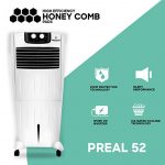 MoonAir Plastic Pearl 52 L Personal Ac Cooler For Home, Ac Blower With Auto Swing, 4-Way Air Deflection and Powerful Air Throw With High-Density Honeycomb pads, Air Cooler, Personal Air Cooler, AC Cooler, Mini Cooler, Small Cooler, Portable Cooler; Black & White