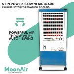 MoonAir GI Sheet (Metal) Shakti max 85 L Metal Air Cooler For Home, 18" EXHAUST With Auto Swing, 4-Way Air Deflection and Powerful Air Throw With High-Density Honeycomb pads, Air Cooler, Metal Air Cooler, Air Cooler For Home; Red & White