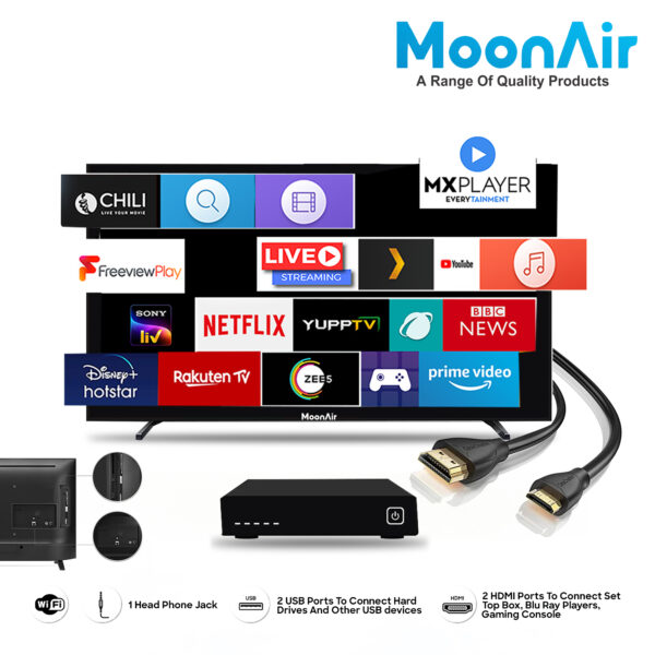 MoonAir 80 cm (32 inches) Full HD Smart Android LED TV with Dolby Audio, Hands-free voice control ULTRASLIM 32S (Black) (2023 Model) | Smart LED TV 32 Inch