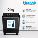 MoonAir 10 Kg Semi-Automatic Top Loading Washing Machine (1021, Coal Black | MultiMotion Washing Machine)