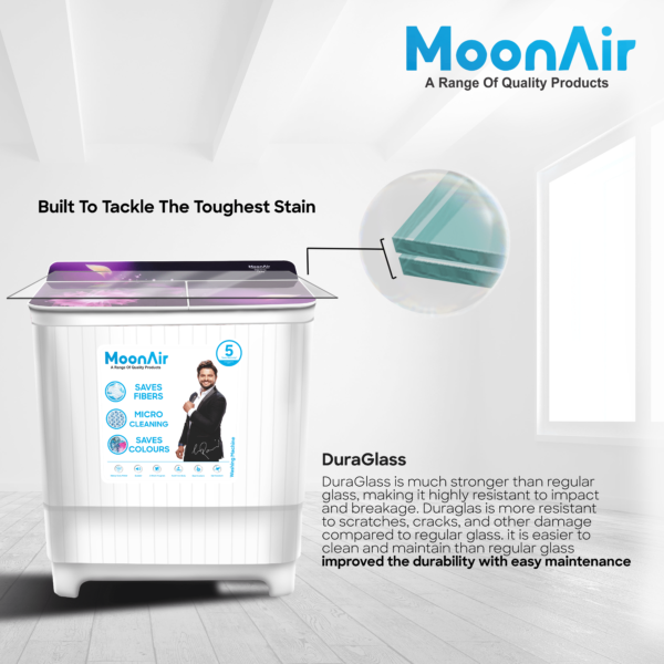 MoonAir 7.8 Kg Semi-Automatic Top Loading Washing Machine (7821, Orchid Purple | Standard Pulsator Washing Machine)