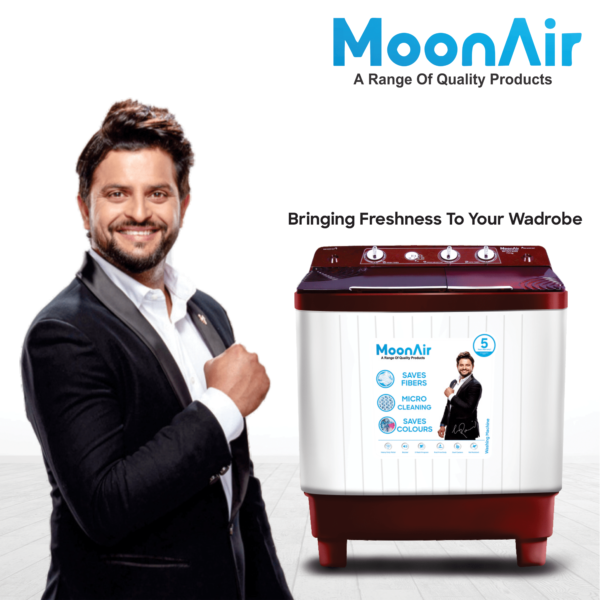 MoonAir 7 Kg Semi-Automatic Top Loading Washing Machine (7011, Wine Red | TwinMotion Washing Machine)