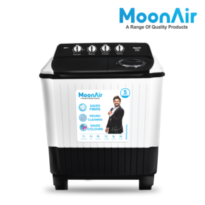 MoonAir 8.5 Kg Semi-Automatic Top Loading Washing Machine (8511, Black & White | MultiMotion Washing Machine)