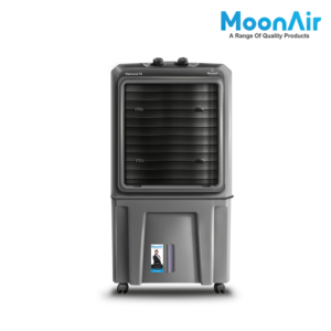 MoonAir Plastic Diamond 75 L Desert Air Cooler For Home, 5 Fin Power Flow Blade With Auto Swing, 4-Way Air Deflection and Powerful Air Throw With High-Density HoneyComb pads, Air Cooler, Desert Air Cooler, Air Cooler For Home; Black