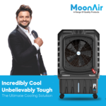 MoonAir Plastic Thunder 35 L Desert Air Cooler For Home, 5 Fin Power Flow Blade, 4-Way Air Deflection And Powerful Air Throw With High-Density Honeycomb Pads, Air Cooler, Desert Cooler, Cooler For Home, Desert Air Cooler, Air Cooler For Home; Black
