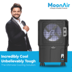 MoonAir Plastic Cyclone 40 L Personal Air Cooler For Home, Hi-efficiency For Powerful With Auto Swing, 4-Way Air Deflection and Powerful Air Throw With High-Density Honeycomb pads, Air Cooler, Personal Cooler, Personal Air Cooler, Personal Water Cooler; Premium Black