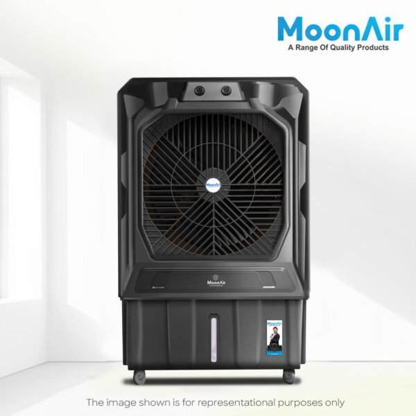 MoonAir Plastic Cyclone 200 L Personal Air Cooler For Home, Hi-efficiency For Powerful With Auto Swing, 4-Way Air Deflection and Powerful Air Throw With High-Density Honeycomb pads, Air Cooler, Personal Cooler, Commercial Air Cooler, Personal Water Cooler; Premium Black