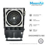 MoonAir Plastic Dhoomketu 180 L Commercial Air Cooler For Home, Hi-efficiency For Powerful With Auto Swing, 4-Way Air Deflection and Powerful Air Throw With High-Density Honeycomb pads, Air Cooler, Commercial Cooler, Commercial Air Cooler, Commercial Water Cooler; Premium Black