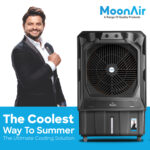 MoonAir Plastic Cyclone 200 L Personal Air Cooler For Home, Hi-efficiency For Powerful With Auto Swing, 4-Way Air Deflection and Powerful Air Throw With High-Density Honeycomb pads, Air Cooler, Personal Cooler, Commercial Air Cooler, Personal Water Cooler; Premium Black