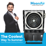 MoonAir Plastic Dhoomketu 180 L Commercial Air Cooler For Home, Hi-efficiency For Powerful With Auto Swing, 4-Way Air Deflection and Powerful Air Throw With High-Density Honeycomb pads, Air Cooler, Commercial Cooler, Commercial Air Cooler, Commercial Water Cooler; Premium Black